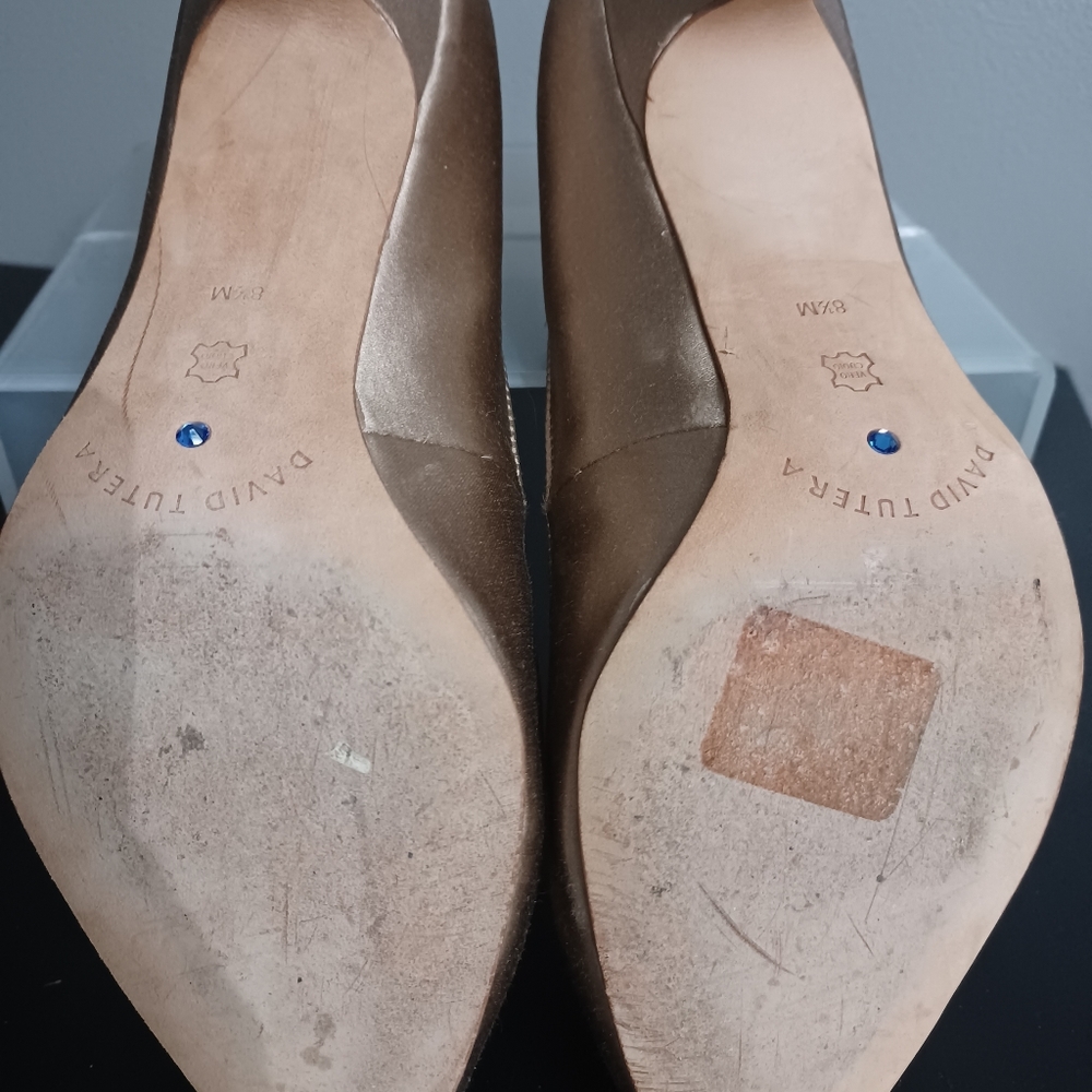 David Tutera Champagne Satin Pumps - Picture 8 of 8